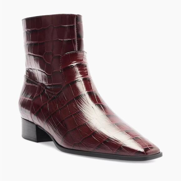 SCHUTZ Helena Crocodile Burgundy boots 8.5 - Picture 5 of 9